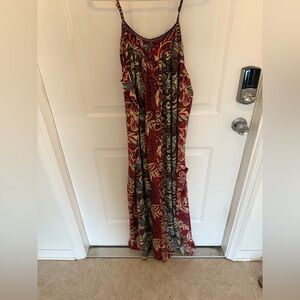 Karma Highway Floral Jumpsuit in Red and Green